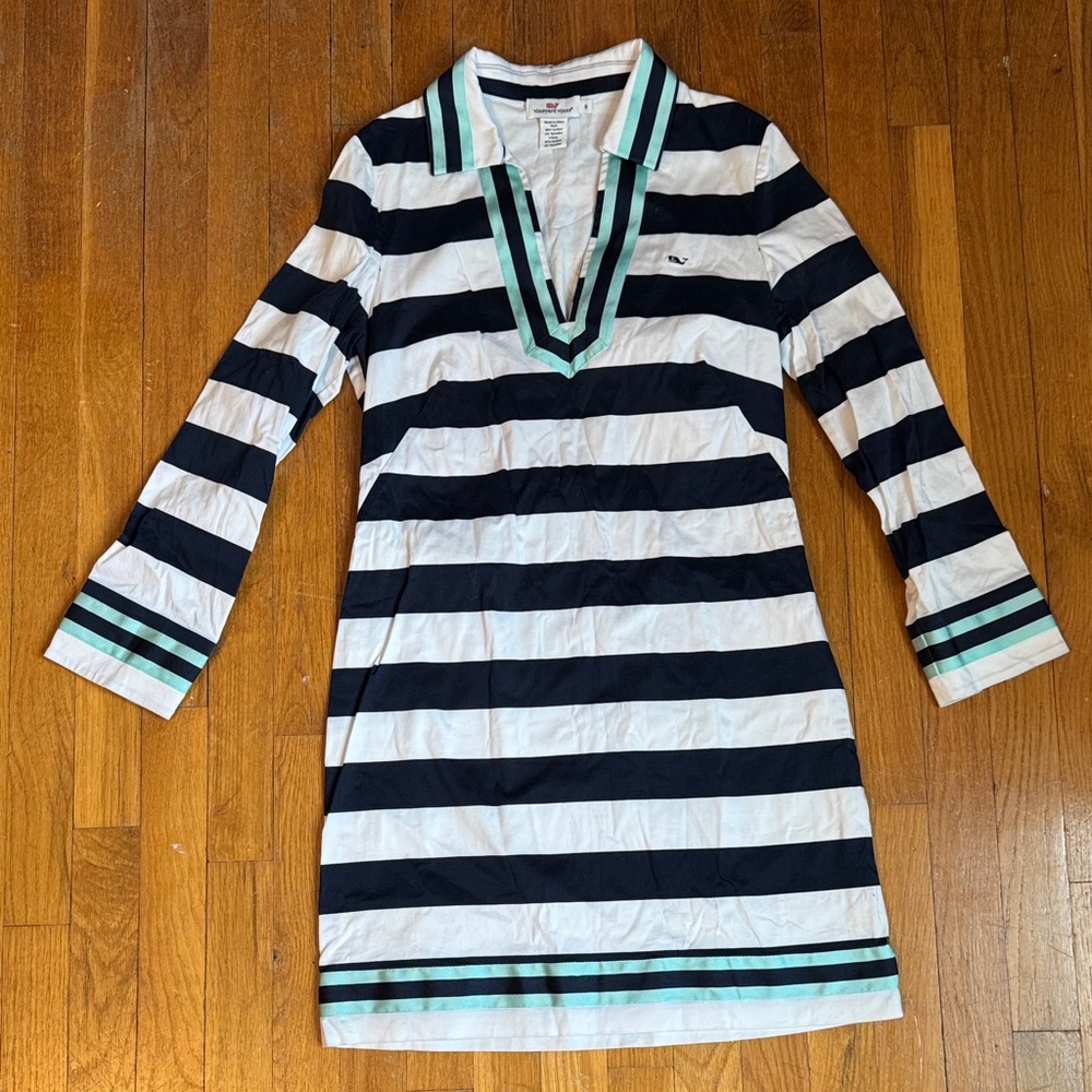 Vineyard Vines Collared Striped Long Sleeve Dress